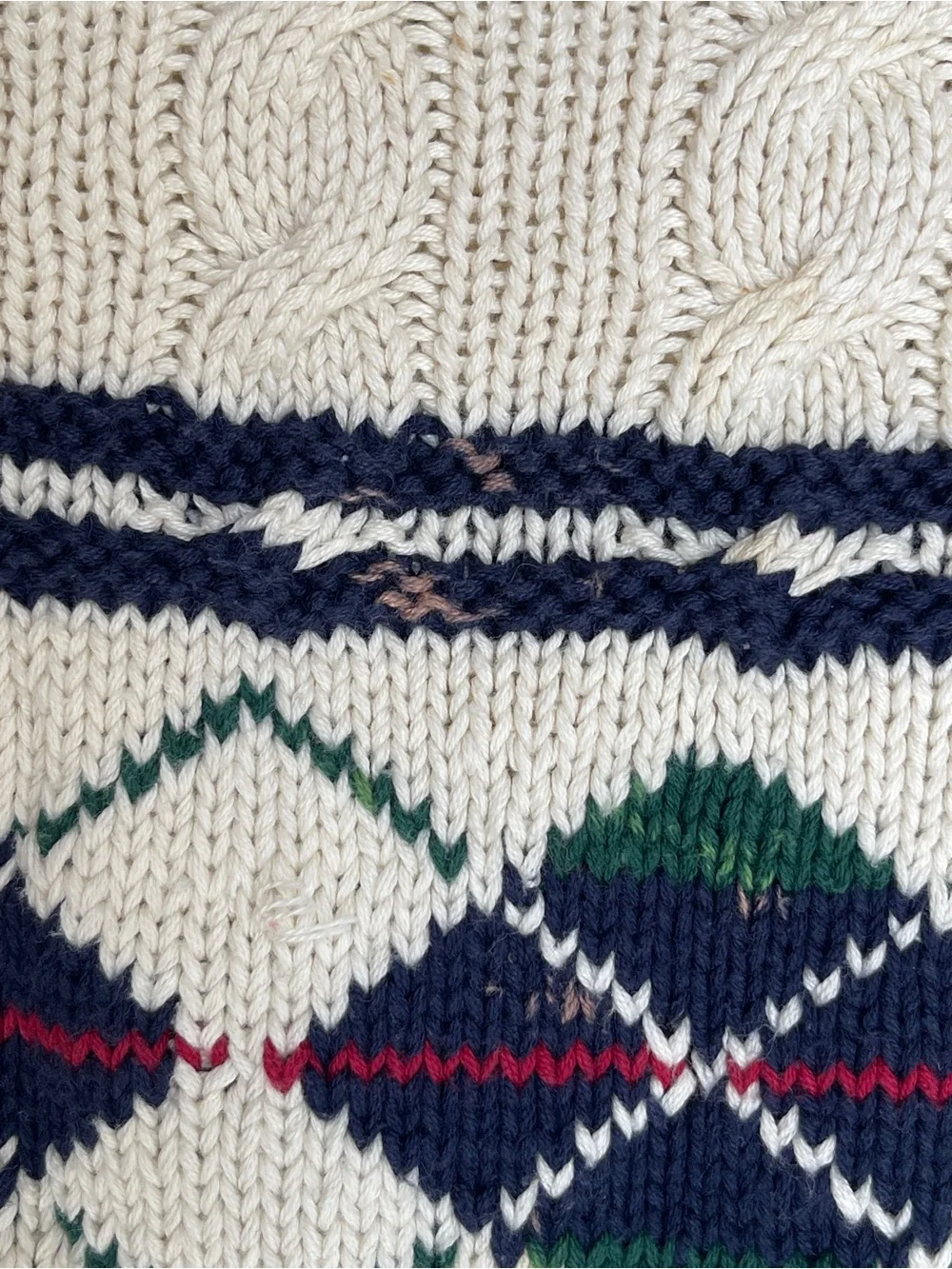 Vintage Polo Ralph Lauren Men's Cream Cable Knit Argyle Sweater academia teacher
